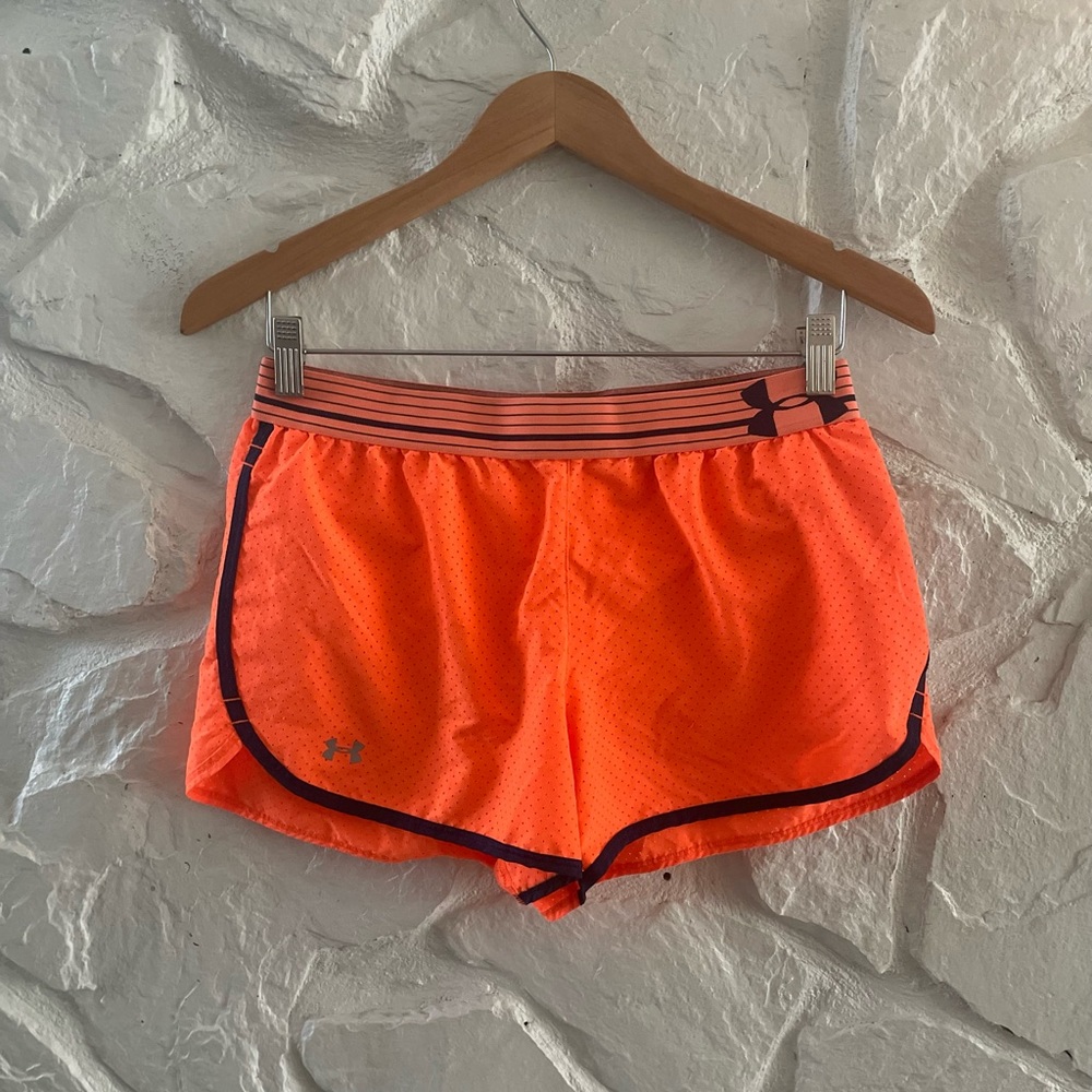 Under Armour Semi-Fitted Allseason Gear Neon Orange Athletic Shorts Small